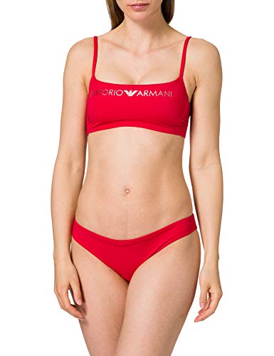 Emporio Armani Swimwear Top & Brazilian Brief Bikini Light Logo Set, Red, M para Mujer