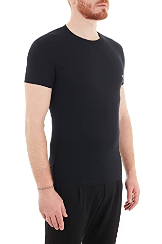 Emporio Armani Underwear Crew Neck T-Shirt Big Eagle Top de Pijama, Hombre, Negro, S