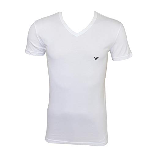 Emporio Armani Underwear V Neck T-Shirt Big Eagle Top de Pijama, Hombre, Blanco (Blanco 00010), S