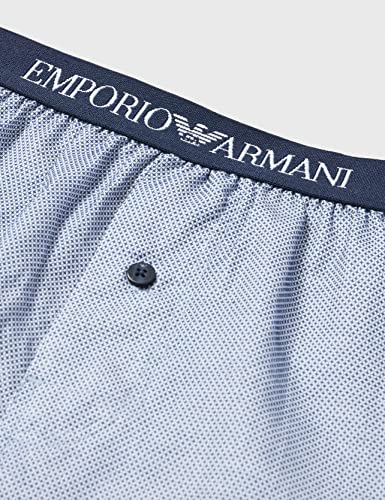 Emporio Armani Yarn Dyed Woven Pyjama Boxer, Hombre, Blanco/Azul (White Romb/Marine), XL