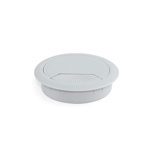 EMUCA - Pasacables de Mesa Circular Ø60mm de plástico Gris, Tapa pasacables encastrable en Mesa de Oficina/Escritorio, Lote de 20