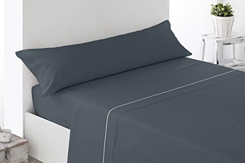 Energy Colors Textil Hogar Excelente 150 - Juego Sábanas Verano Microfibra Super Lisa 3 Piezas - Tacto Soft Cama 150 x 200 cm Fabricado España (Gris Oscuro)