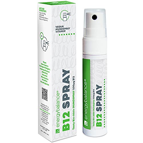 EnergyBalance Vitamina B12 Spray - Spray bucal vegano - Alta dosis sin azúcar - 500 µg de metilcobalamina por spray - 210 porciones = 7 meses - Alta biodisponibilidad - Marca desde Suiza - Sin alcohol