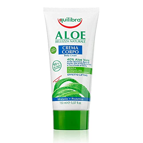 Equilibra Cuidado Corporal, Crema Hidratante Corporal a Base de Aloe Vera con Efecto Calmante, Tonificante, Protector y Refrescante de la Piel, 150 ml