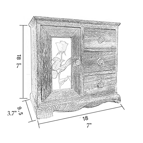 erddcbb Joyero Joyero de Madera con 3 cajones Caja organizadora de joyería de Madera de sicomoro Caja de joyería desgastada Retro para Almacenamiento de Pendientes de Anillo Regalo de joyería