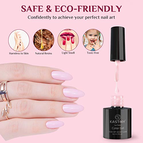 Esmaltes Semipermanentes, Kastiny 24 Colores Purpurina Arcoíris Colección Pintauñas Semipermanente con Base, Capa Superior Brillante y Mate, Uñas Gel UV LED para Navidad y Año Nuevo