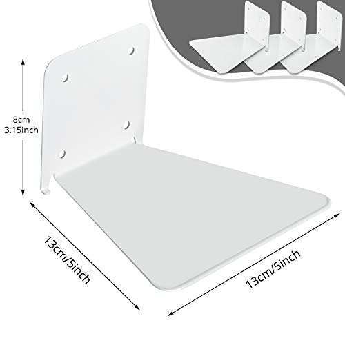 Estantería Flotante de Libros Estantes Flotantes de Hierro Estantería de Pared Invisible Estantes de Repisa de Pared Multiusos para Biblioteca Aula Oficina Hogar (3, Blanco)