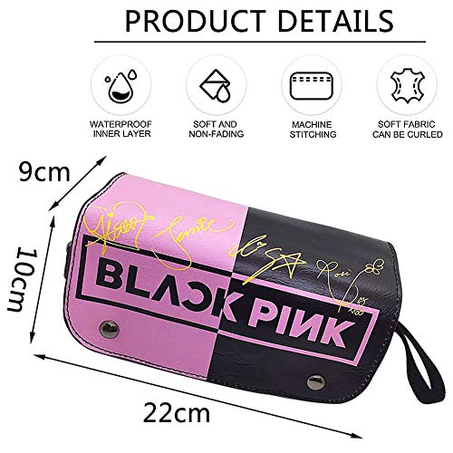 Estuche de Lápices Blackpink，Estuche Multifuncional con Cremallera, Bolsa de Cosméticos, Porta lápices Útiles Escolares Blackpink Papelería de Regalo