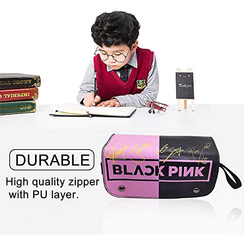 Estuche de Lápices Blackpink，Estuche Multifuncional con Cremallera, Bolsa de Cosméticos, Porta lápices Útiles Escolares Blackpink Papelería de Regalo