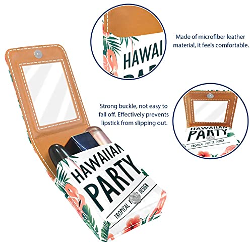 Estuche de lápiz Labial Estuche cosmético para Exterior Mini Bolso Soporte de Viaje portátil con Espejo Bolsa de Maquillaje Labial Hawaii Un Partido Poster Pájaros Tropicales