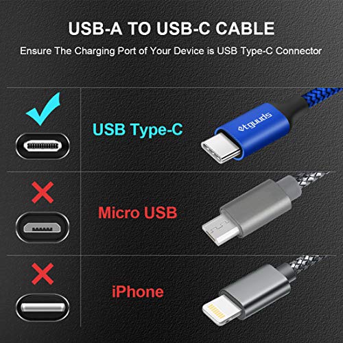 etguuds Cable USB Tipo C Largo, [2Pack 3M+3M] Nylon Carga 3A Cargador Tipo C Rápida y Sincronización Cable USB C para Samsung Galaxy S20/S10/S9/S8 Plus S10E, Note 10 9 8, A20E/A12/A32/A52 (Azul)