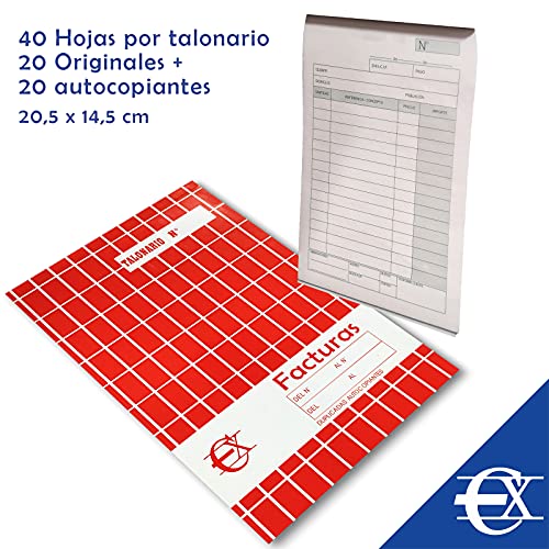 EUROXANTY Facturas | Hojas calcantes | Talonario de facturas | Documentos de venta | Original y copia | 40 hojas por talonario | 20,5 x 14,5 cm | Pack 3