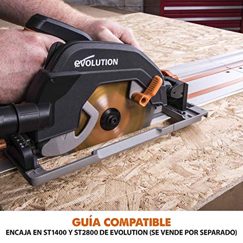 Evolution Power Tools - Sierra circular multimaterial R185CCSX+ con guía compatible (paquete plus con bolsa de transporte), 185 mm, 230 V