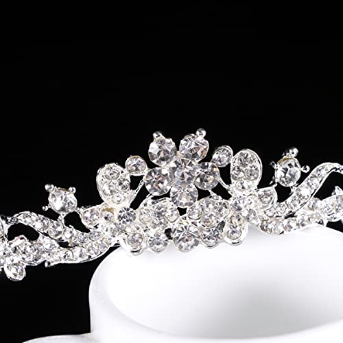 EXCEART de Diamantes de Imitación de Flores de Reina Tiara Tiara de Diamantes de Imitación de Lujo de Diamantes de Imitación de Boda Tiaras para Novia Boda