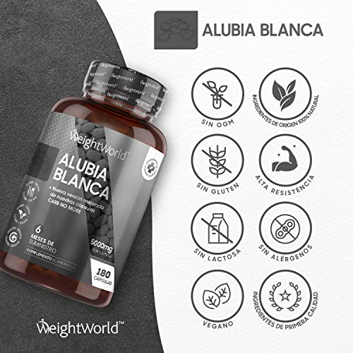 Extracto de Judía Blanca de 5000mg 180 Cápsulas Veganas - Con Zinc y Cromo, Suplemento Dietético Bloqueador para el Control de los Carbohidratos, Zinc Contribuye al Metabolismo Normal de Ácidos Grasos