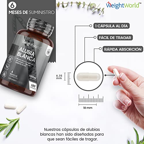 Extracto de Judía Blanca de 5000mg 180 Cápsulas Veganas - Con Zinc y Cromo, Suplemento Dietético Bloqueador para el Control de los Carbohidratos, Zinc Contribuye al Metabolismo Normal de Ácidos Grasos