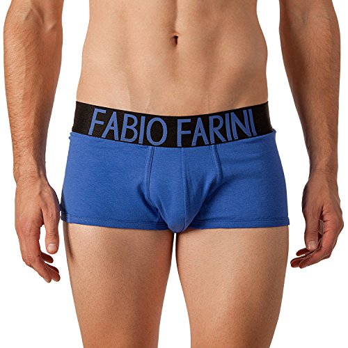 Fabio Farini Paquete de 4 Boxer Slim Fit Hombre 95% Algodón 1 X Azul 1 X Azul Marino 1 X Gris 1 X Negro M