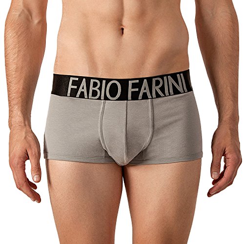 Fabio Farini Paquete de 4 Boxer Slim Fit Hombre 95% Algodón 1 X Azul 1 X Azul Marino 1 X Gris 1 X Negro M