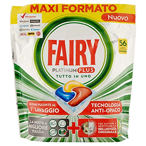 Fairy Platinum Plus - Pastillas para lavavajillas, limón, 56 cápsulas