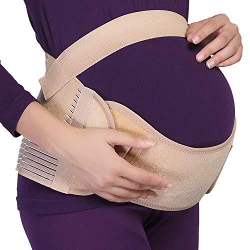 Faja de embarazo - Cinturón de maternidad - premamá banda para abdomen / cintura / espalda, apoyo para el vientre - Marca Neotech Care (Beige, L)