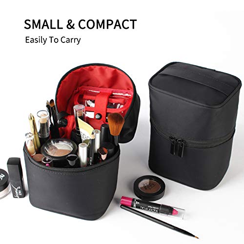 FANDARE Bolsas de Maquillaje Mujeres Bolsa de Cosméticos de Viaje Bolsa de Aseo Neceseres de Viaje Niñas Vacaciones Viajes de Negocios Impermeable Nylon Negro Rojo