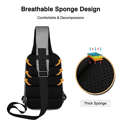 FANDARE Ultraligero Bolso Pecho Casual Sling Crossbody Bag con USB Hombre Mujer Bolsos Cruzados Bandoleras Cruzada Mochilas Bolsas de automoción Viaje Deportes Ciclismo Montañismo Daypacks Negro