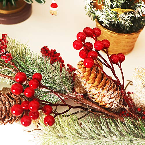 Fangoo 20 Piezas Decoración Artificiales de Bayas Rojos, 18 cm Bayas Rojas para Manualidades de decoración de árboles de Navidad Temporada de Vacaciones Decoración de Invierno Decoración del hogar