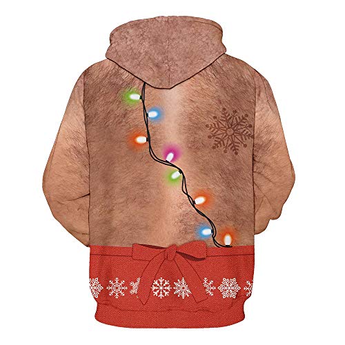 Fansu Navidad Unisex 3D Impreso Hoodies Hombre Mujer Sudaderas con Capucha con Bolsillos, Creativo Otoño e Invierno Manga Larga Pullover Moda Tops Deportes Sweatshirt (2XL,Delantal Antílope)