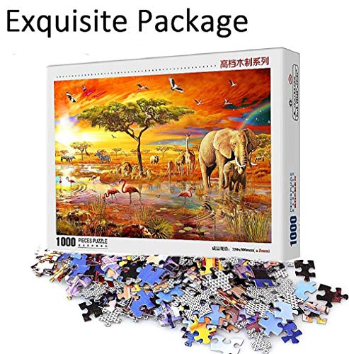 FAWFAW Puzzle Personalizado 500 Piezas, Prairie Wildlife Tribe, Oso Elefante Hipopótamo León, 1500/1000/500/300 Piezas, Juguetes Educativos De Aprendizaje