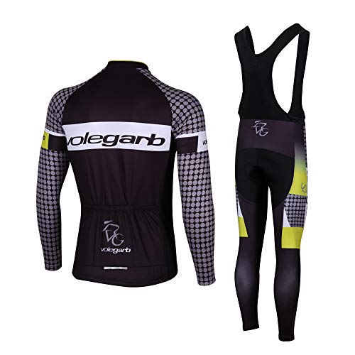 Feilaxleer Ropa Ciclismo Otoño/Invierno/Primavera para Hombre y Mujer - Ciclismo Maillot MTB de Manga Larga y Culotte Pantalones Acolchado 3D (Punto,M)