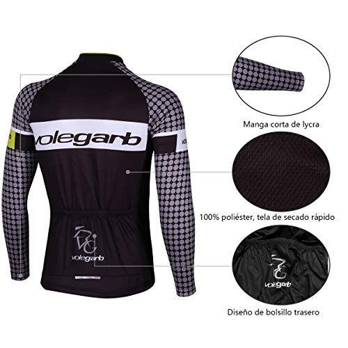 Feilaxleer Ropa Ciclismo Otoño/Invierno/Primavera para Hombre y Mujer - Ciclismo Maillot MTB de Manga Larga y Culotte Pantalones Acolchado 3D (Punto,M)