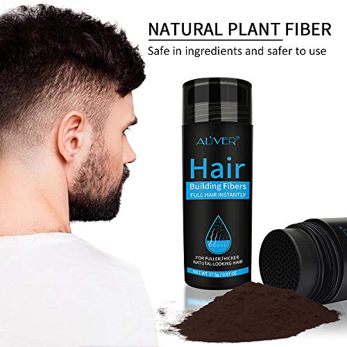 Fibras Capilares Aliver Para Cabello Debilitado Fórmula Natural Indetectable Cabello Más Grueso Y Más Lleno En 15 Segundos Oculta La Pérdida De Cabello Hombres Y Mujeres (Marrón Medio)