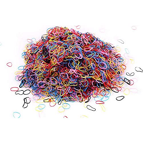 FIEKCOR Mini bandas de goma de 500 piezas, gomas pelo bebe, banda para el cabello y linda bolsa dealmacenamiento, adecuada para trenzas de niños (multicolor)