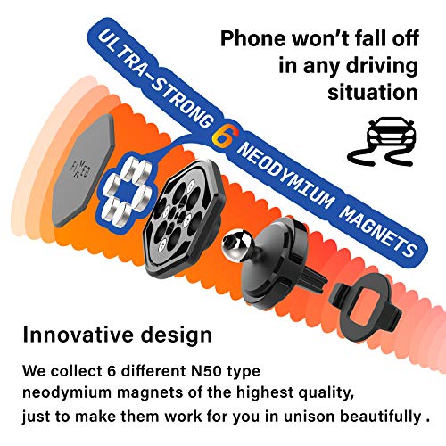 FIXED Soporte magnético para teléfono móvil para coche Icon Air Vent para coche, diseñado para girar 360 grados para una fácil instalación, ventilación con 6 imanes y 2 placas de metal