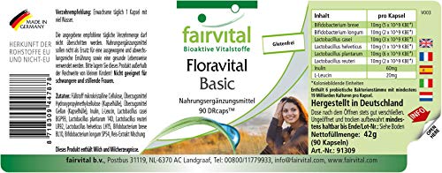 Flora Pro Basic - Probiótico para hombres y mujeres - Lactobacilos + Bifidobacterias + Inulina - 6 Cepas bacterianas y mín. 19 mil millones de organismos por cápsula - 90 Cápsulas