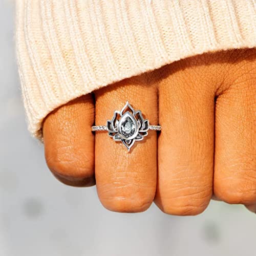 for Daughter no Mud no Lotus Ring,925 Sterling Silver for Daughter no Mud no Lotus Ring with Measuring Tape,for Daughter no Mud no Lotus Ring for Teen Girls/Women (Smoke,8)