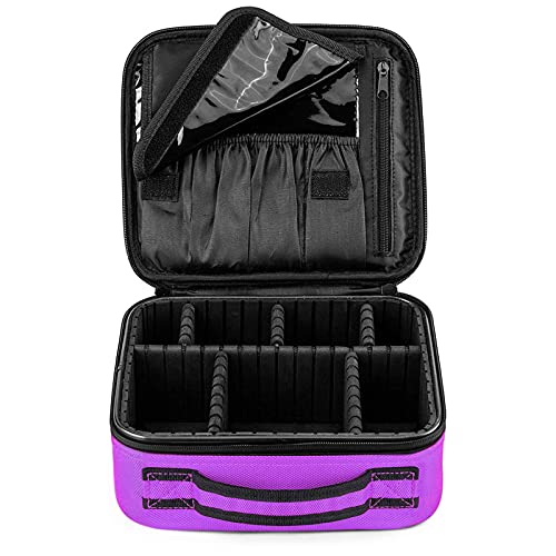 FORRICA Portátil Bolsa de Maquillaje Mujer Organizador Bolso Cosmético Neceser Maquillaje Viaje Almacenamiento de Maquillaje Grande Estuches de Maquillaje Profesional Morado