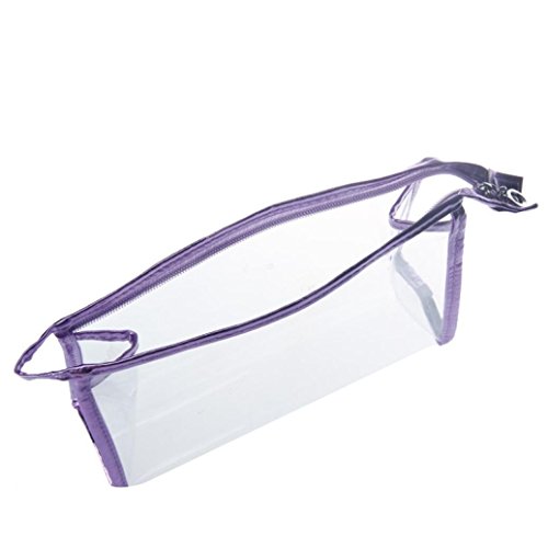 Fossen Transparente Neceser Bolsa de Aseo Impermeable Maquillaje Organizador de Cremallera para Mujer y Hombres (Morado)