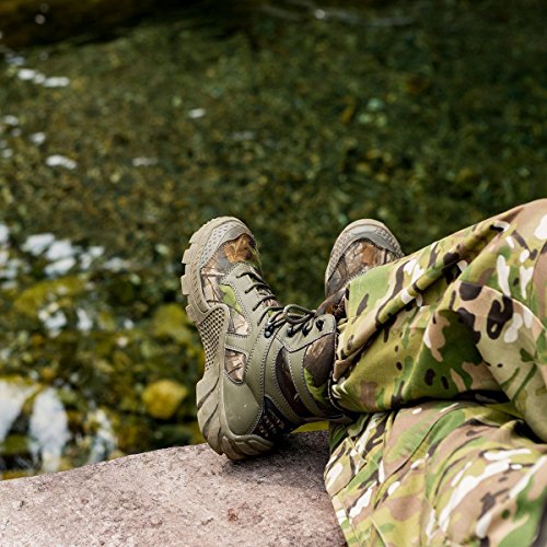 FREE SOLDIER Botas de Caza para Hombres Botas Militares de Combate de Tiro Alto con Cordones Zapatos Ligeros para Todo Terreno para Senderismo, Trabajo, Selva(Color de Camuflaje,43 EU)