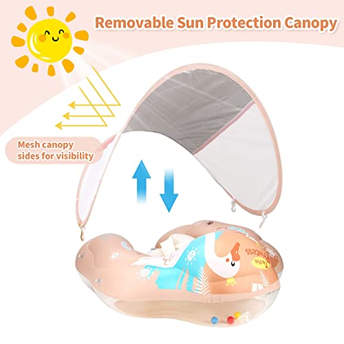 Free Swimming Baby Flotador inflable de natación para bebés ayuda a aprender a patear y nadar con un seguidor de inflado para la edad de 3 a 36 meses (rosa mejorado, L)