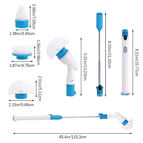 Fregadora giratoria eléctrica, Cepillo de Limpieza de Ducha, fregadora eléctrica de Carga inalámbrica 360 con 3 Cabezales de Cepillo de fregado reemplazables para Cocina, bañera y Azulejos