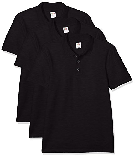 Fruit of the Loom 65/35 Camisa de Polo, Negro (, XL (Pack de 3) para Hombre