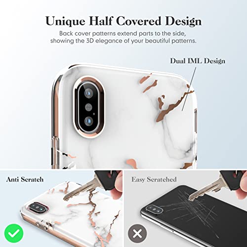 Funda iPhone X/XS, URZQOQ Funda iPhone X/XS con Protector de Pantalla Protectora de Cuerpo Completo de 360 ​​° TPU a Prueba de Golpes [Resistencia Decoloración] Funda iPhone X/XS, 5.8''-Mármol