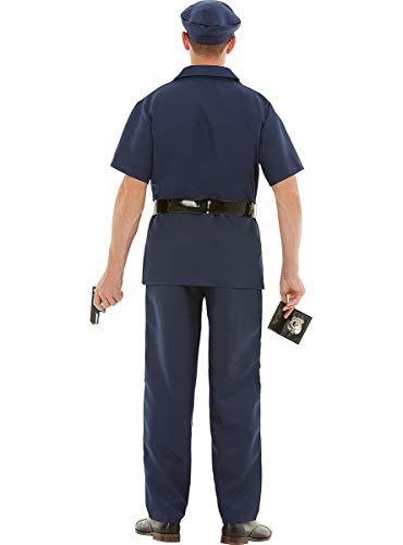 Funidelia | Disfraz de policía hombre - Camiseta, pantalón, cinturón, gorra - Uniforme de policia adultos - Outfit para tus fiestas de disfraces, Halloween y Carnaval - Azul - Talla S