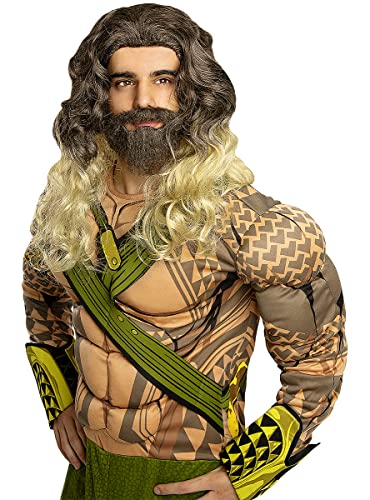 Funidelia | Peluca de Aquaman con barba para hombre y mujer ▶ Superhéroes, DC Comics - Accesorios para adultos, accesorio para disfraz - Marrón