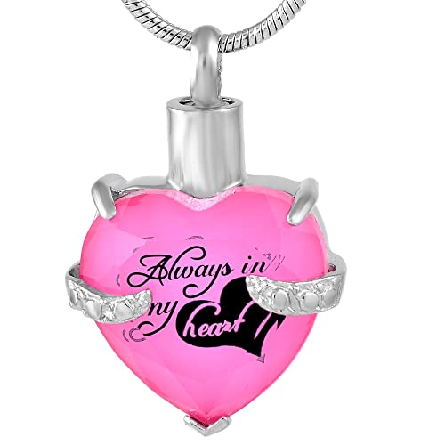 FVEO Colgante para Cenizas Mascota Cremación corazón joyería Piedra de Nacimiento Accesorios para Mujer Colgante de joyería Collar de urna funeraria Soporte de Ceniza Urna Cenizas Colgante