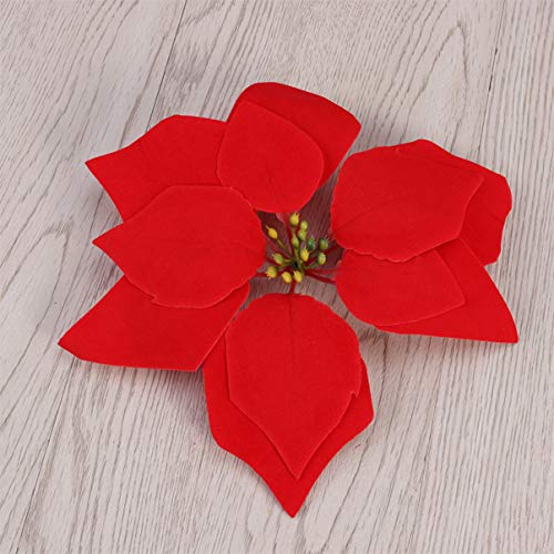 GARNECK 50 Unids Navidad Poinsettia Flores de Seda Artificial Poinsettia Cabezas Florales Árbol de Navidad Decoraciones de La Guirnalda de Navidad Centros de Mesa Decoración