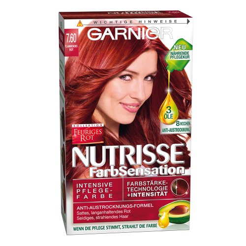 Garnier nutrisse SCRHTSENSA – Tion 7.60 flammendes de color rojo, 3 Pack (3 x 1)