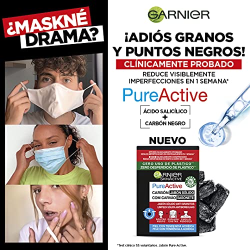 Garnier Pure Active Pack Tiras Carbón Anti-puntos Negros Y Jabón Sólido Anti Granitos Con Carbón Y Ácido Salicílico - 4 Tiras Y 2x 28 G