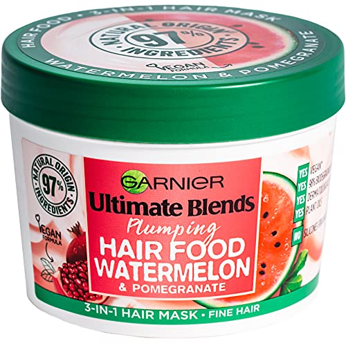 Garnier Ultimate Blends Plumping Hair Food Sandía 3 en 1 tratamiento de mascarilla para el cabello fino 390 ml